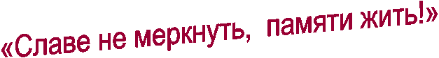 «Славе не меркнуть,  памяти жить!»